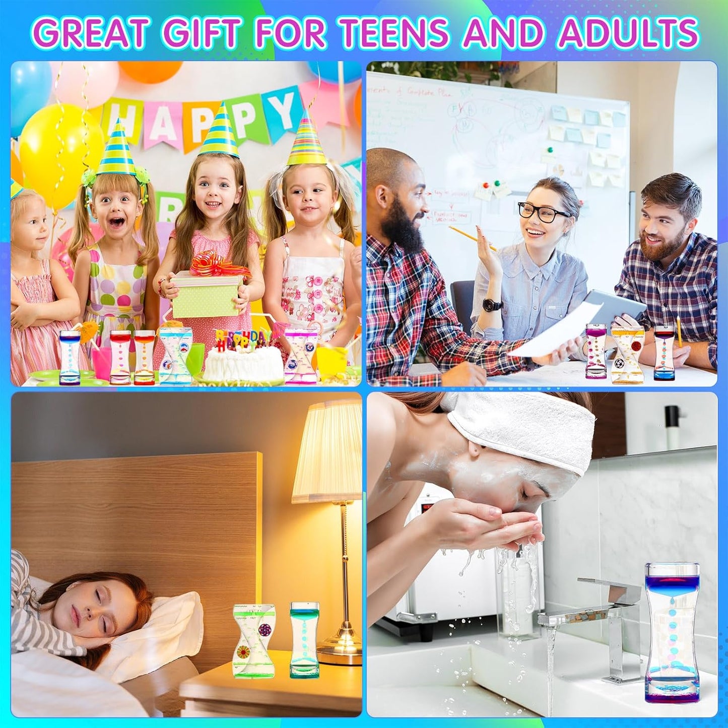 10 Pack Liquid Motion Bubbler Timer for Kids and Adults, 2 Types Calming Fidget Toy Colorful Hourglass Desk Decor Timer Oil Water Liquid for Adhd Anxiety Autism Sensory Play Classroom Prize