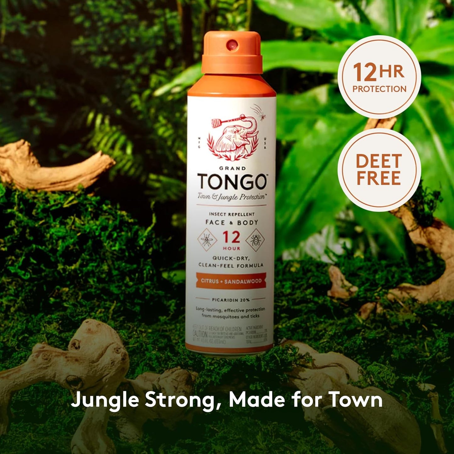 Citrus + Sandalwood Insect Repellent, 12-Hour Mosquito & Tick Protection, Picaridin-Based, Water-Based, Lightweight, Quick-Drying, Vanishing Scent, DEET Alternative, Face & Body Use,3 Pack