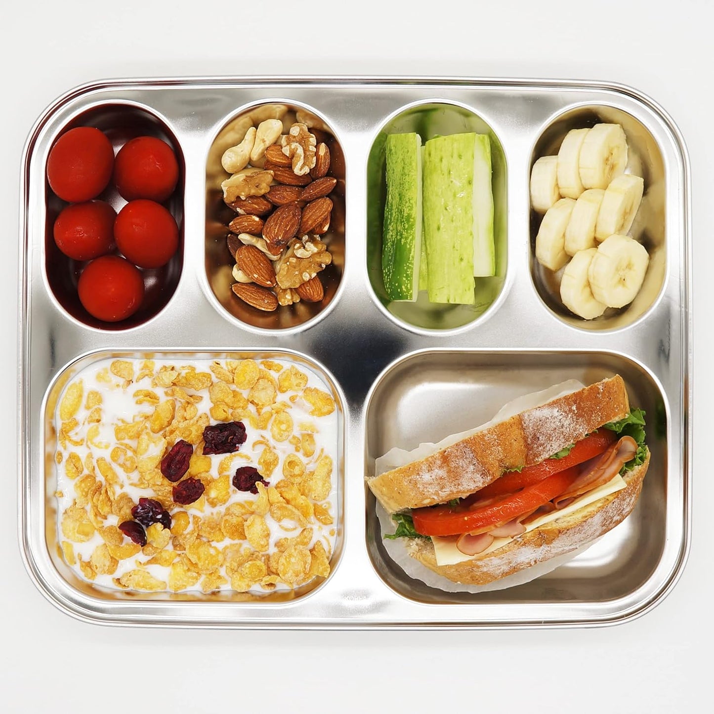 Korean Stainless Steel Divided Plates, Food Grade 304 Tray for Kids, Teens, Adults, Picky Eaters, BPA Free, 6 Sections, Diet Portion Control, Serving Platter, Dinner Snack, Set of 2