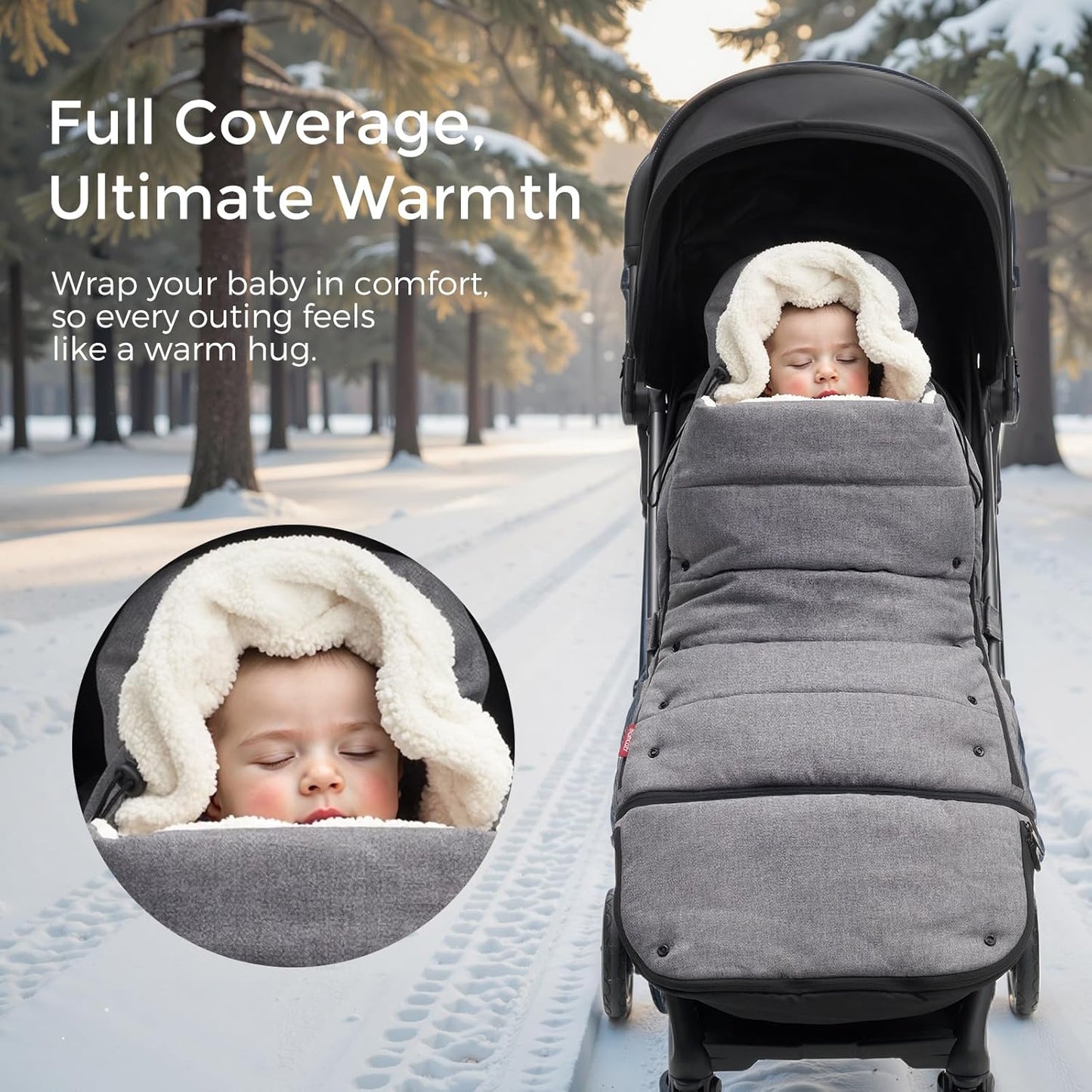 Momcozy Stroller Footmuff | Universal, Weather-Proof, Warm Stroller Bunting Bag | Extendable Winter Cover | Adjustable Buckle