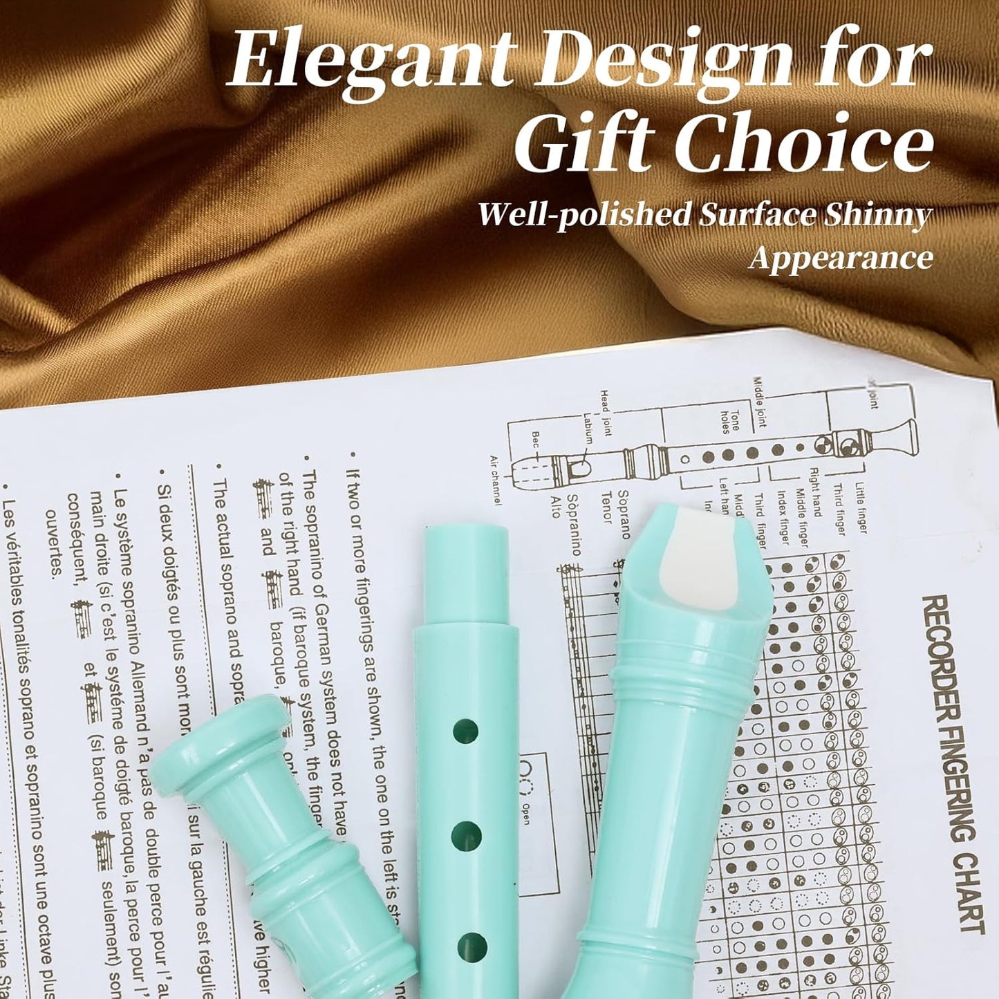 Recorder Instrument for Beginner Kids Adults,8-Hole Soprano Descant Recorder Music Flute with Cleaning Rod & Leather Case For School Student