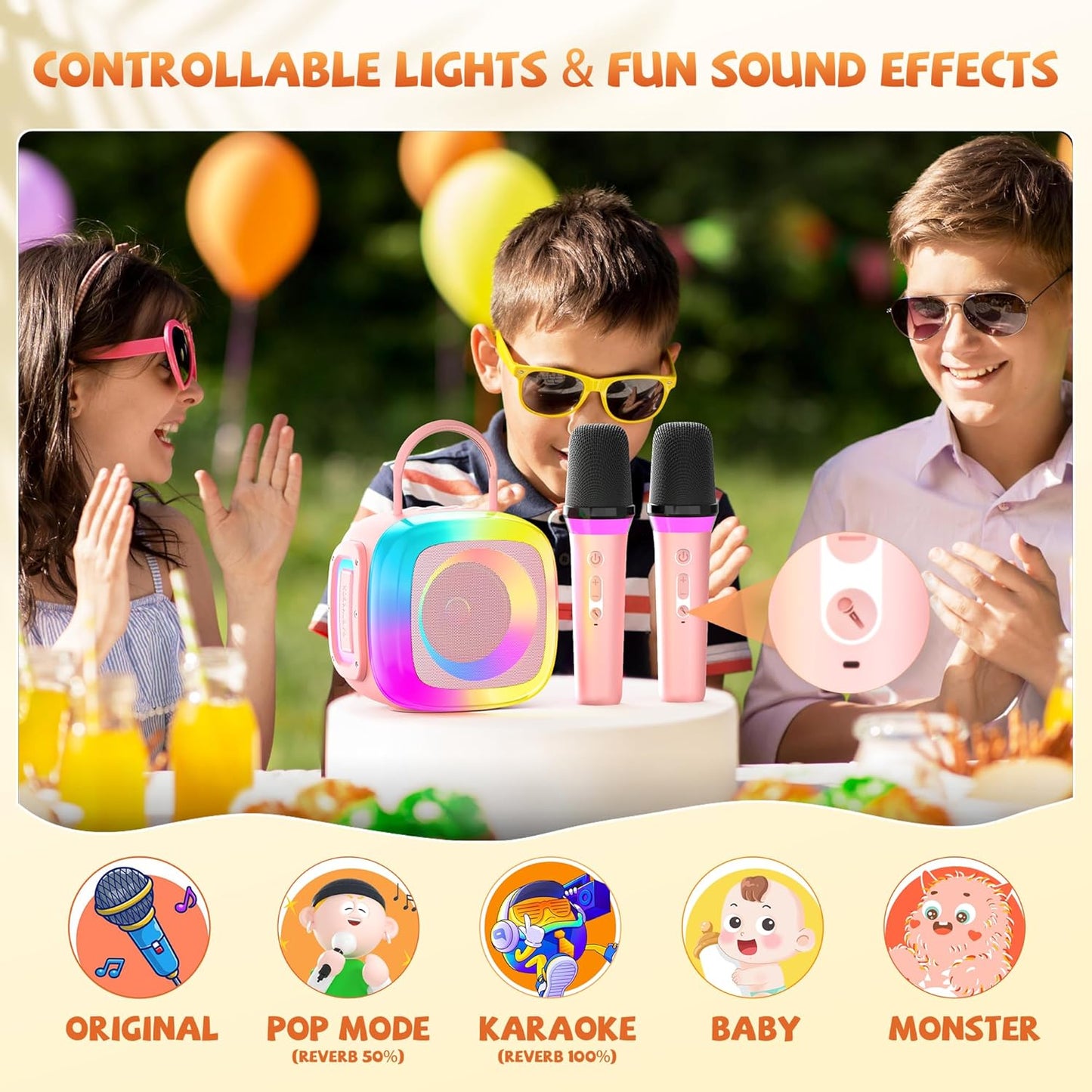 Mini Karaoke Machine for Kids Adults: Portable Karaoke Machine with 2 Wireless Mics for Home Party - Singing Karaoke Speaker Toy Gift for Girls Boys Ages 4 5 6 7 8 9 10 11 12+ Years Old Birthday
