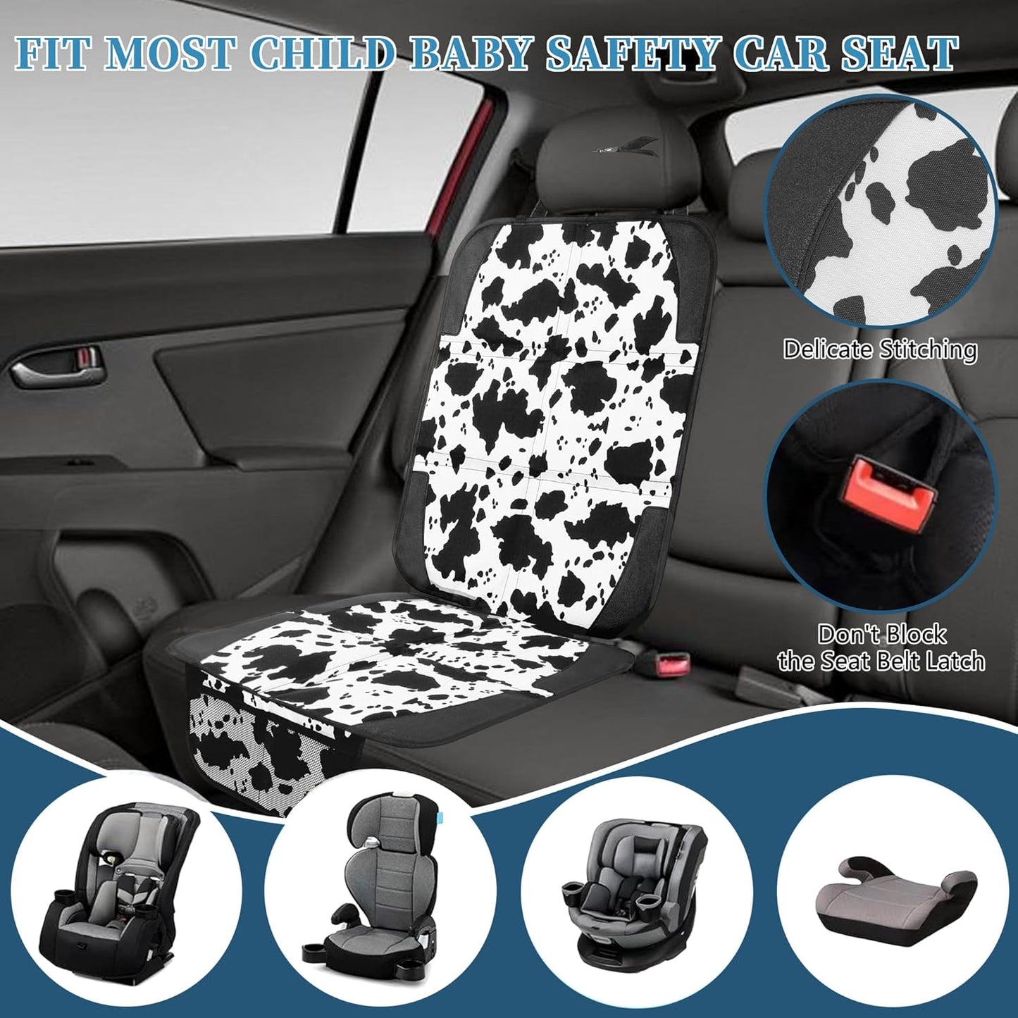 Car Seat Protector for Child Car Seat, 2 Pack Baby Car Seat Covers with Mesh Pockets & Non-Slip Backing 600D Durable Seat Protector