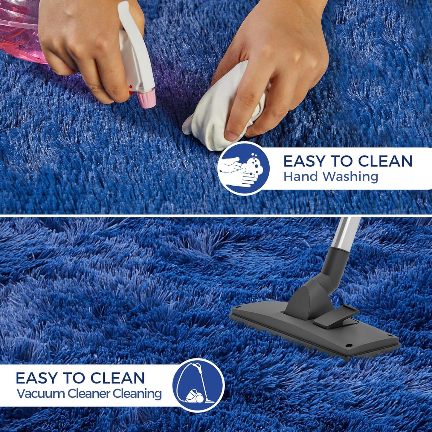 Ultra Soft Rug for Living Room, 4X6 Fluffy Shag Area Rug for Bedroom, Modern Shaggy Carpets Fuzzy Rug for Teens Dorm Nursery Home Decor Aesthetic, Upgrade Anti-Skid Durable, Blue