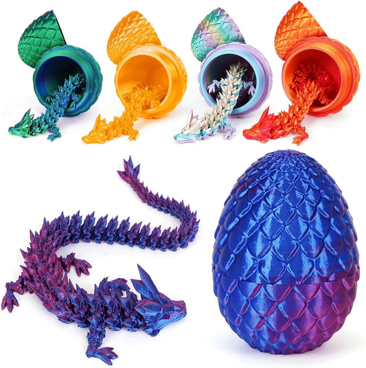 3D Printed Dragon Egg, Dragon Eggs with Dragon Inside, Crystal Articulated Dragon, Mystery Dragon Egg Fidget Toy, 3D Dragon Eggs Surprise Fidget Toy (Laser Purple)