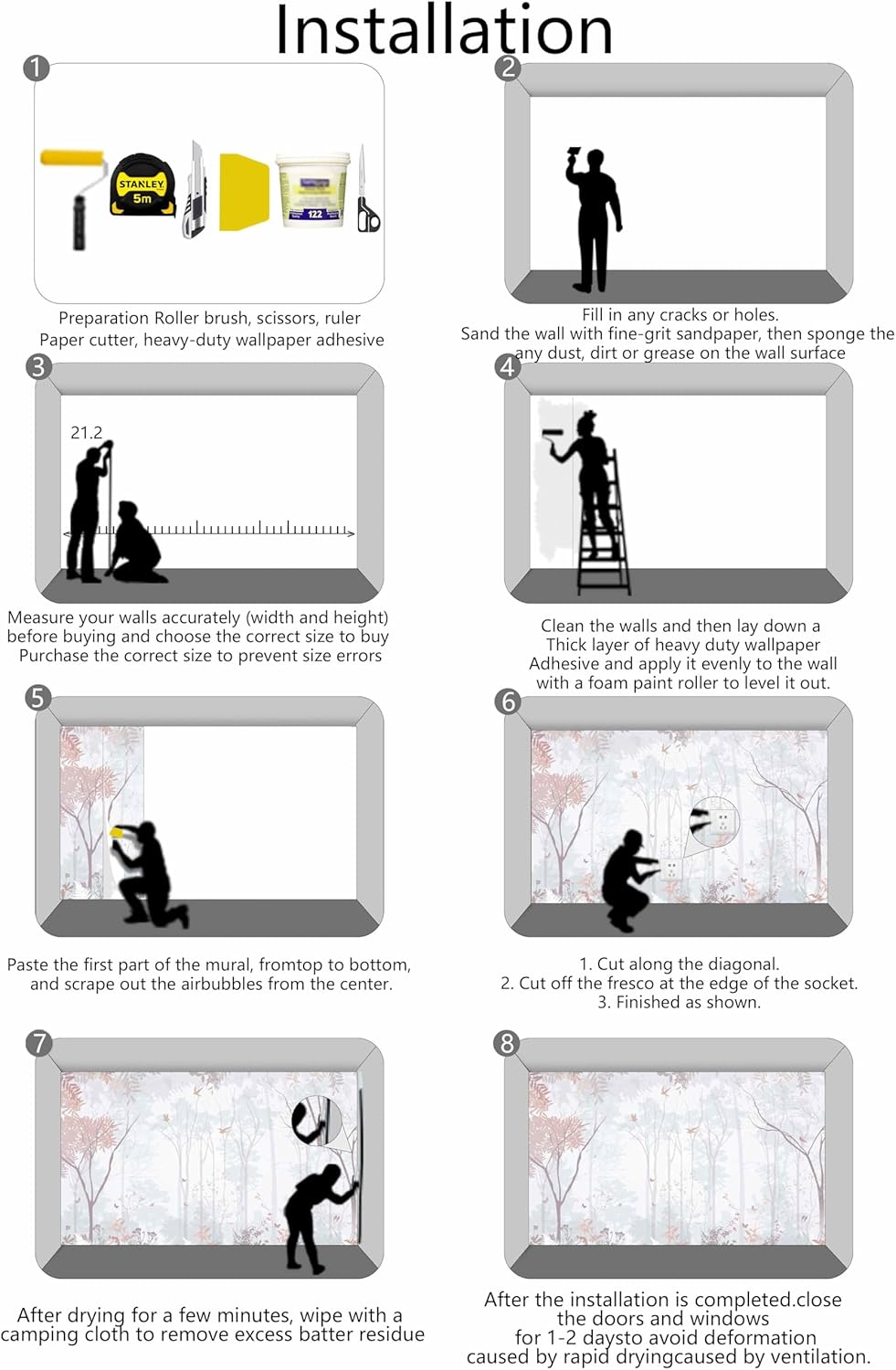 Forest Fabric Mural Wallpaper for Living Room Bedroom Dining Room(Not Self-Adhesive)