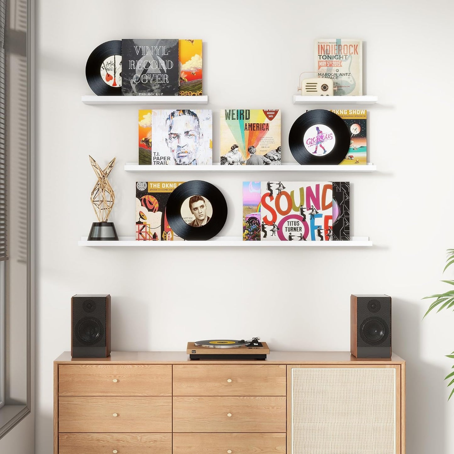 Floating Picture Ledge Shelves for Wall Set of 4, 48 Inch Wall Shelves with Lip Long Large Nursery Book Shelf for Toys Storage Kids Bookshelf Wall Mounted Living Room Bedroom Decor Frames