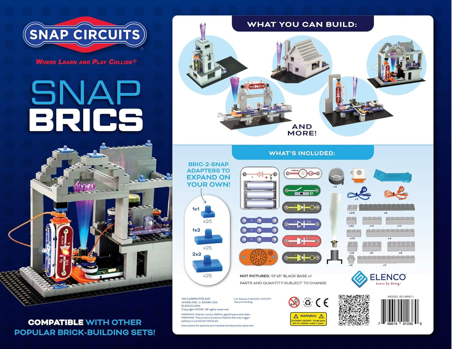 Snap Circuits BRIC: Structures | Brick & Electronics Exploration Kit | Over 20 Stem & Brick Projects | Full Color Project Manual | 20 Parts | 75 BRIC-2-Snap Adapters | 140+ BRICs