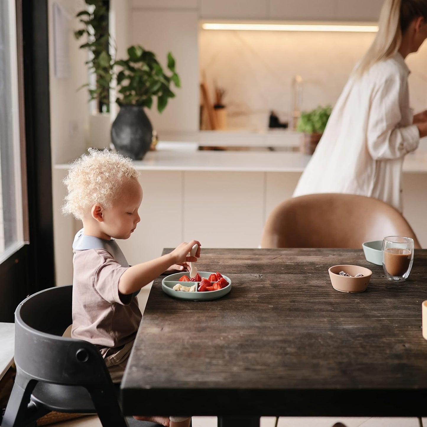 mushie Silicone Baby Bib | Adjustable Fit Waterproof Bibs (Dove Gray)