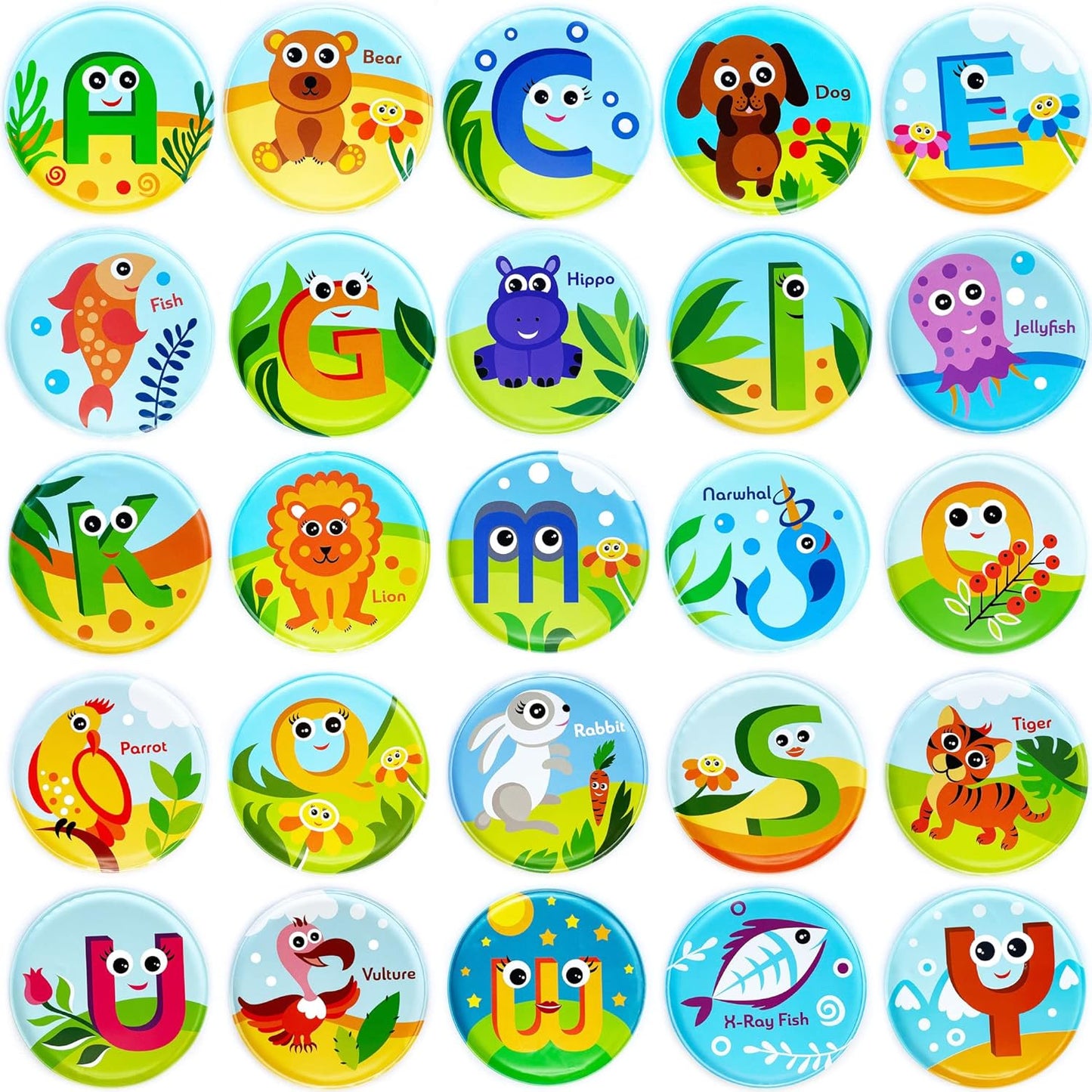 Floating Animals & Alphabet Flash Cards for Bathtub - Preschool Learning Toddler Flash Cards - Educational Bath Toys for 18 Months+ (Set of 26)