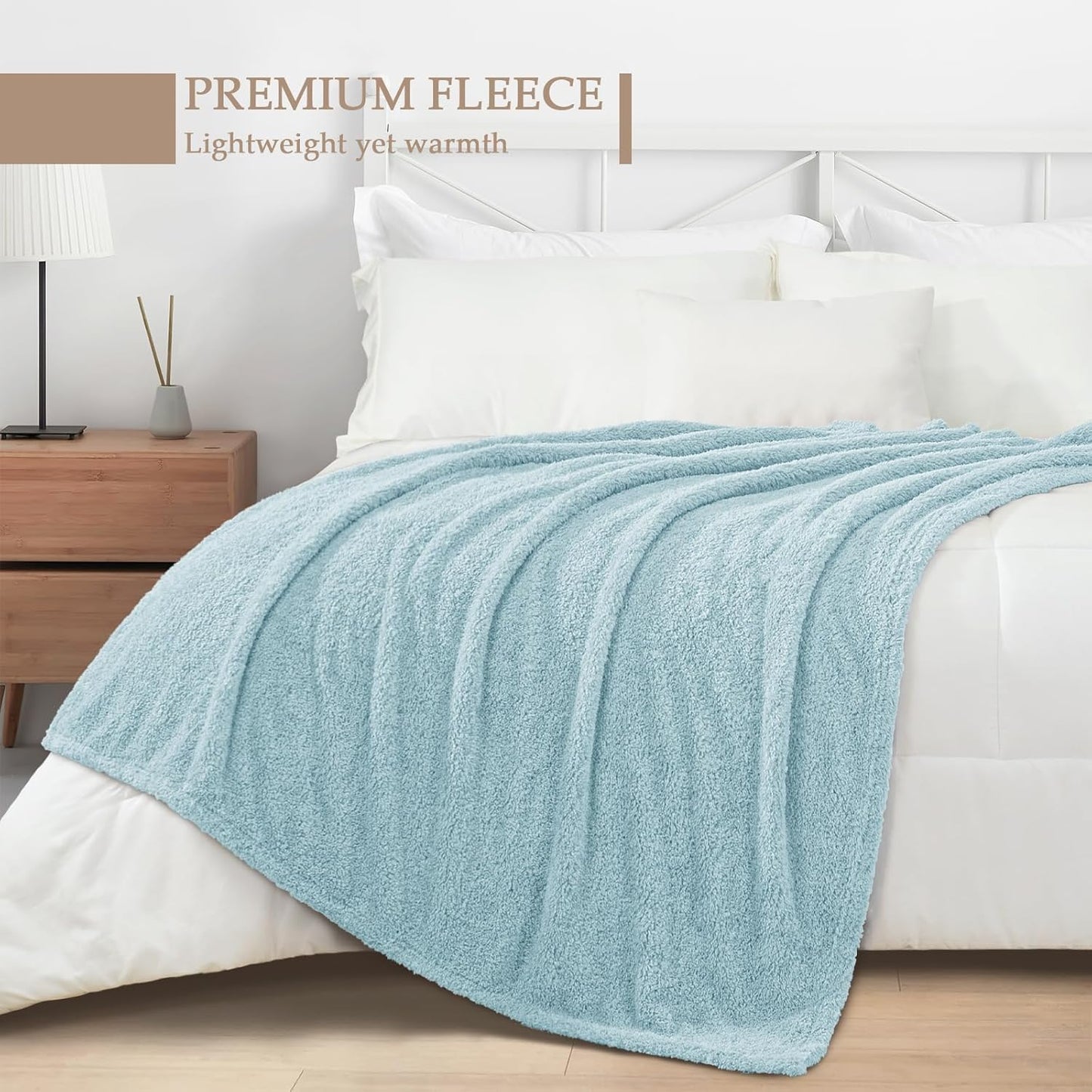 Exclusivo Mezcla Fleece Blanket for Couch, Soft and Cozy Twin Blankets for Women Men Girls Kids, Suitable for All Seasons, Slate Blue,60x80 Inches