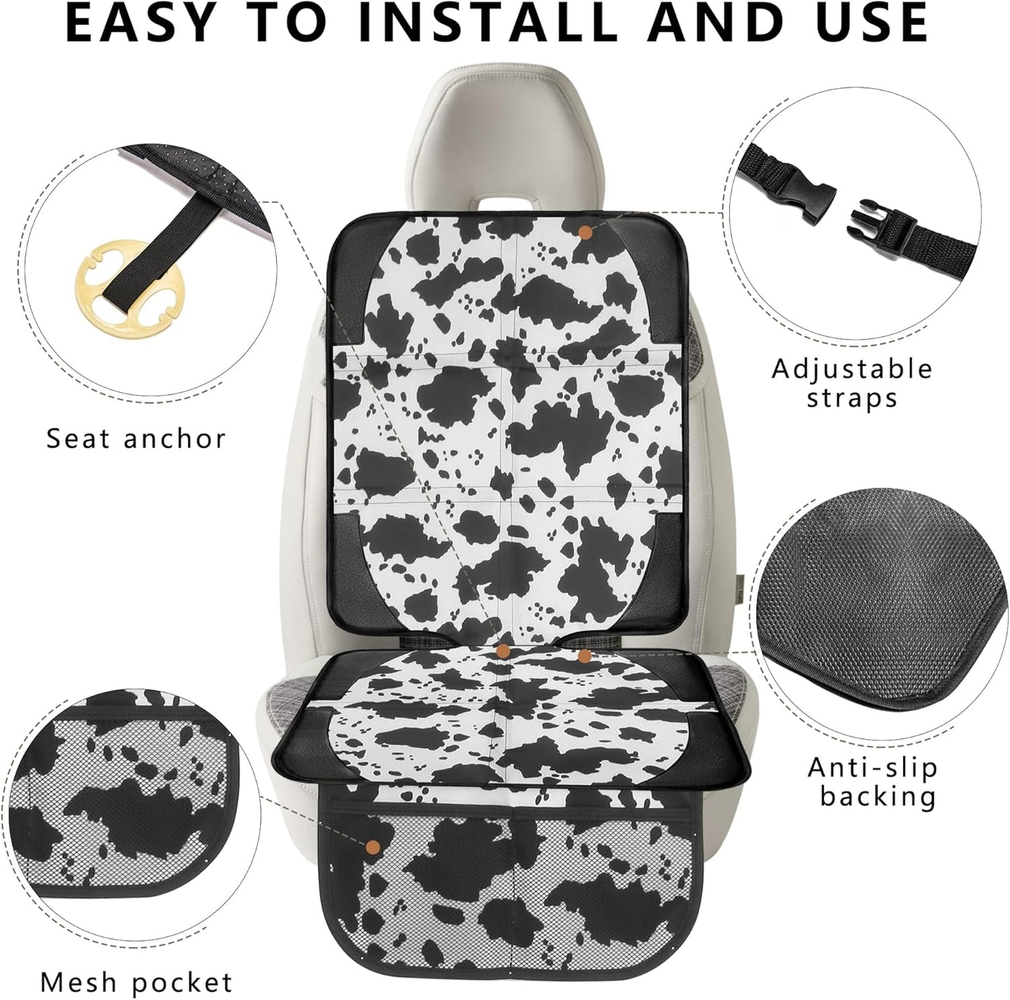 Car Seat Protector for Child Car Seat, 2 Pack Baby Car Seat Covers with Mesh Pockets & Non-Slip Backing 600D Durable Seat Protector