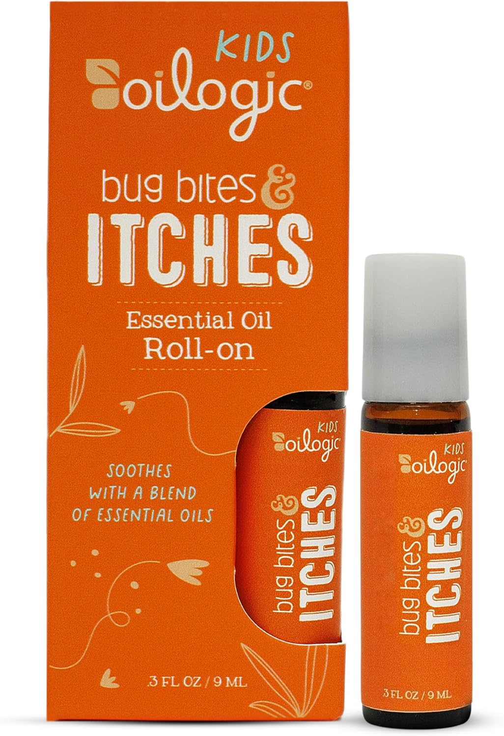 Oilogic Bug Bite Itch Roll-On Essential Oil for Kids - 100% Pure Essential Oils for Soothing Skin - Gentle, Kids-Safe Formula for Toddlers & Children, Indoor & Outdoor Use, 9ml