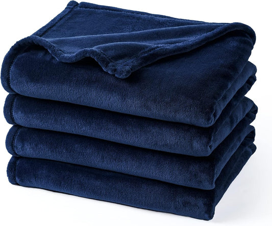 PHF Ultra Soft Fleece Blanket Twin Size, No Shed No Pilling Luxury Plush Cozy 300GSM Lightweight Blanket for Bed, Couch, Chair, Sofa Suitable for All Season, 66" x 90", Navy Blue