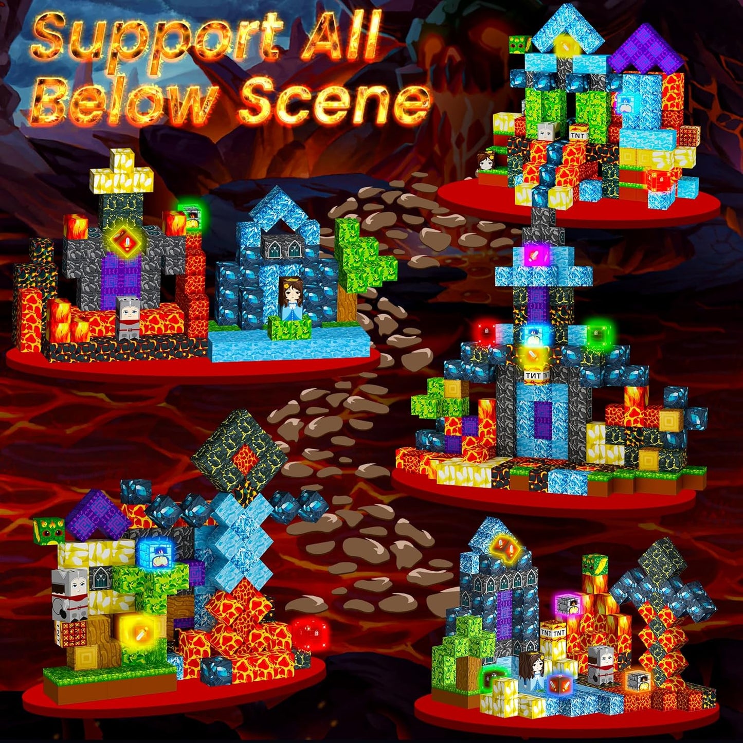 Magnetic Blocks 208 PCS Magnetic Building Blocks Cubes Gift Set for Boys and STEM Learning Preschool Learning Construction Toys