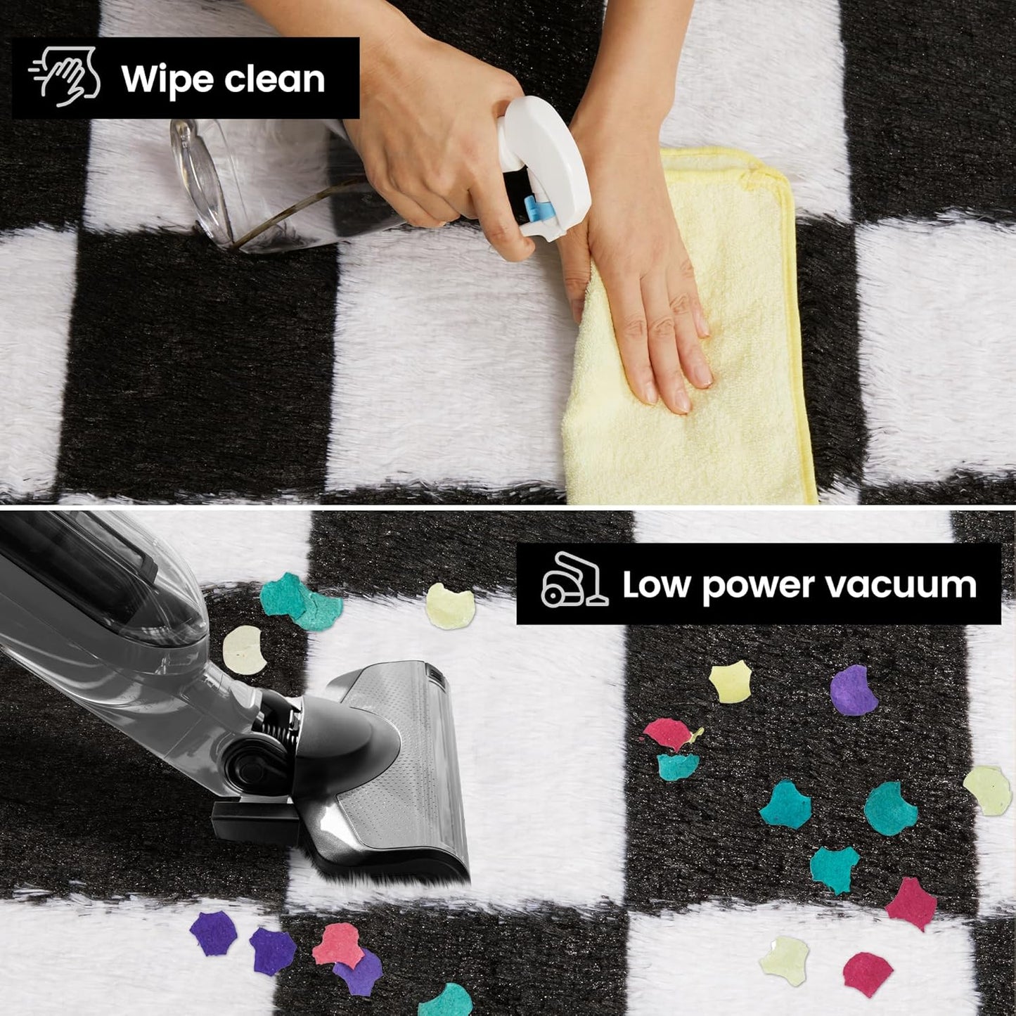 Super Soft Rug for Bedroom, 5x8 Ft Black and White Area Rug Classic Checkered Shaggy Anti-Skid High Pile Soft Fluffy Rug Fuzzy Carpet for Living Room Bedroom Kids Room Nursery, Dorm Home Decor