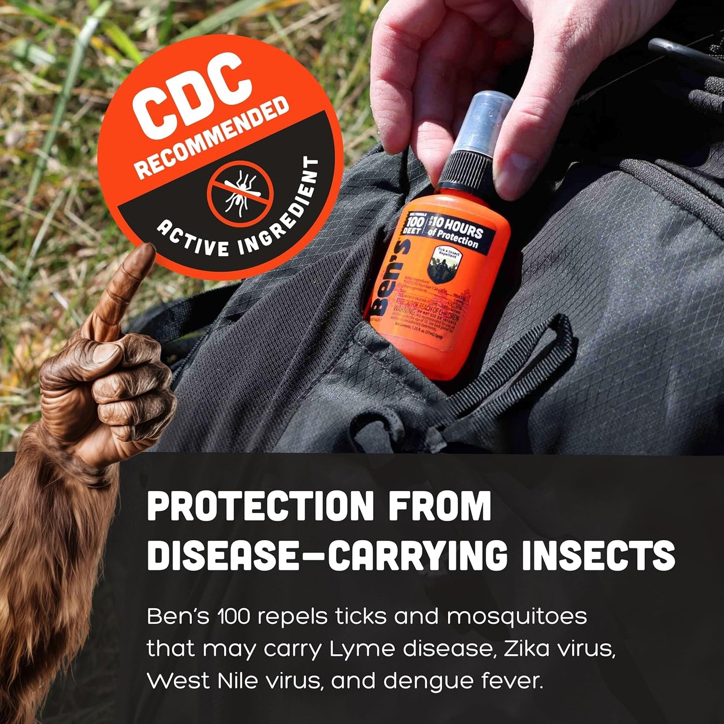 Ben's 100 Tick & Insect Repellent - Alcohol-Free DEET Insect Repellent Pump Spray - Offers 10 Hours of Protection for Adults & Children - 1.25 fl oz (Pack of 4)