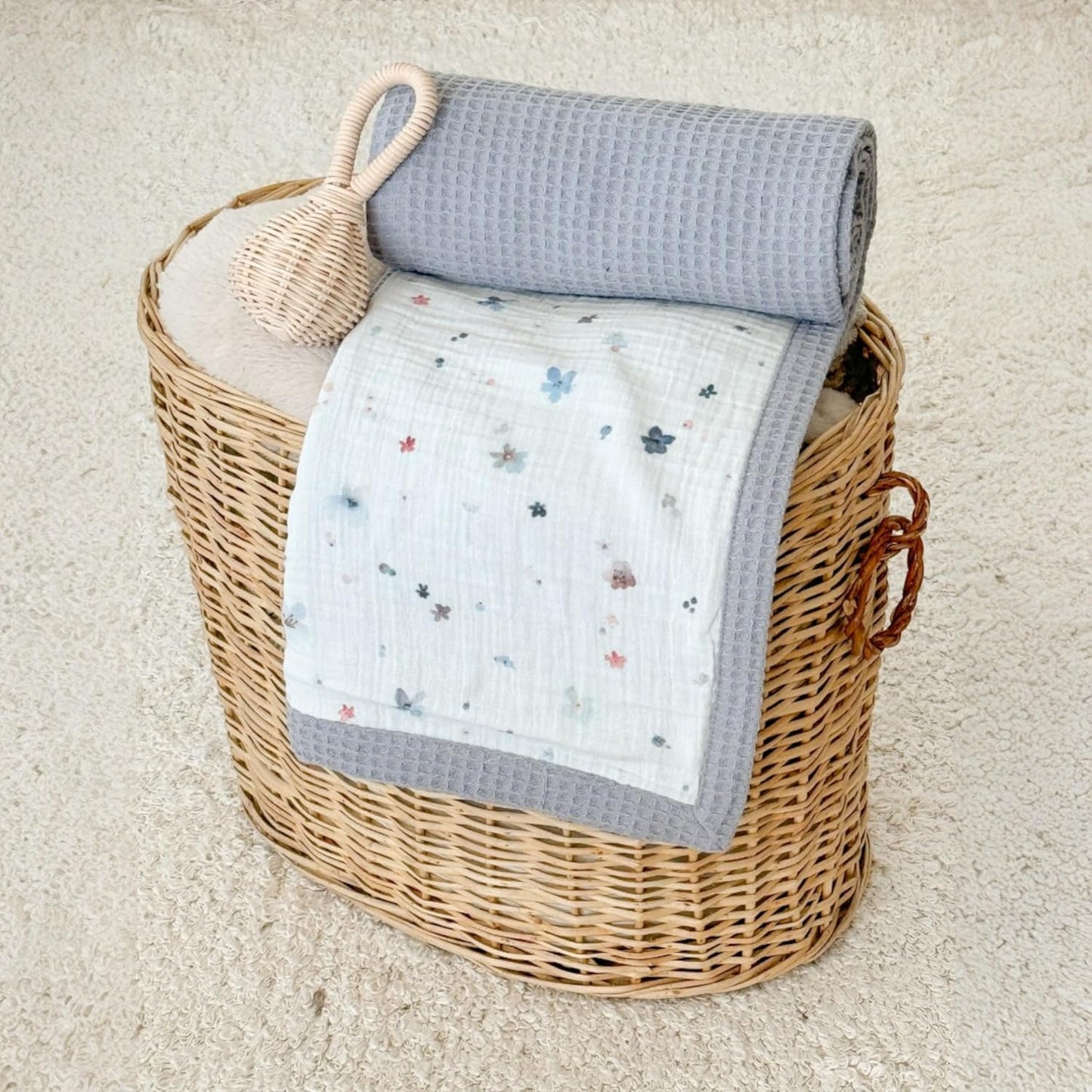 Personalized Baby Blanket with Name – Handmade 100% Organic Cotton Newborn Gift | Custom Knit Blanket for Boys, Girls, Kids & Baby Showers