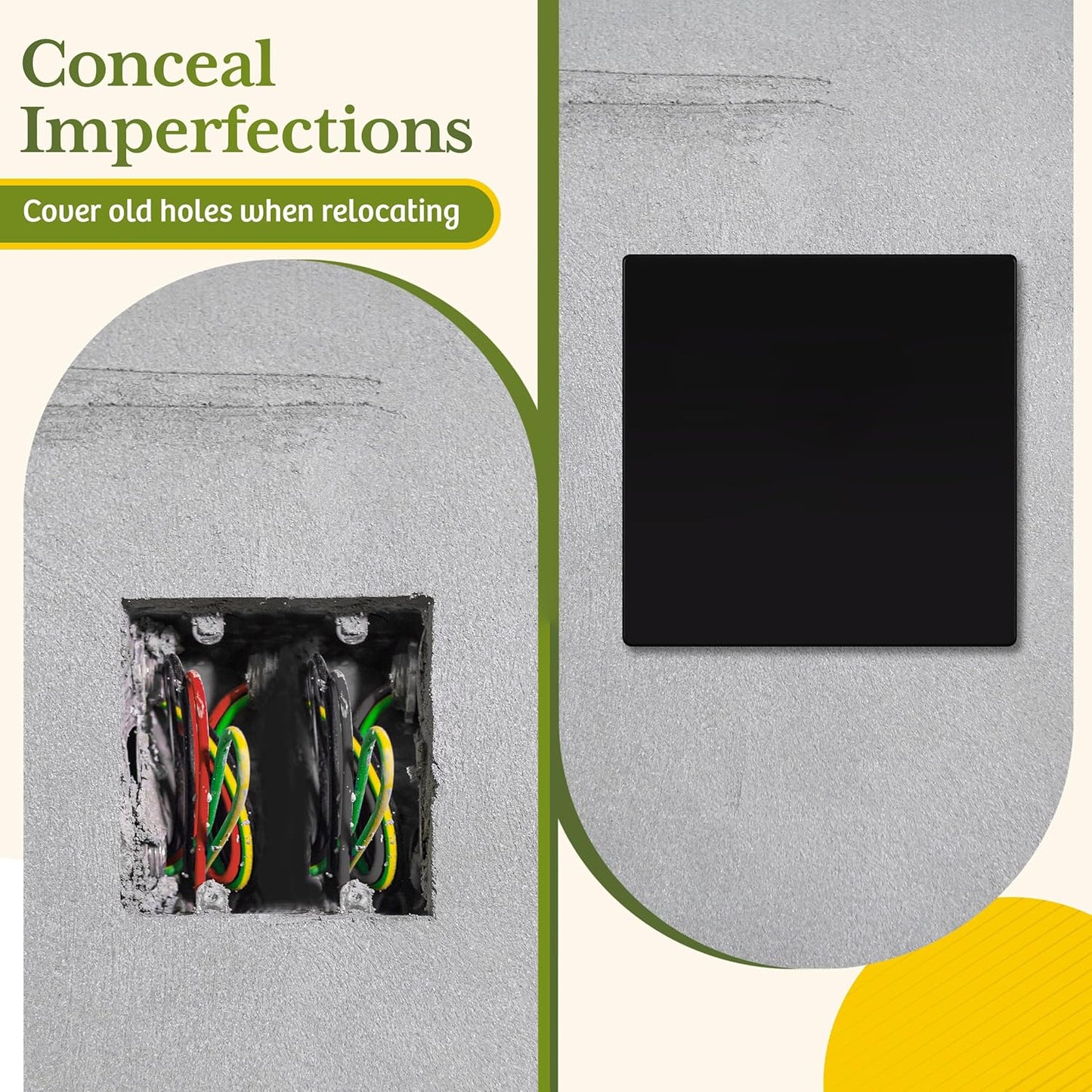 TG Screwless Double Blank Wall Plate, Child Safe Blank Device Outlet Cover, Mid-Size 2-Gang 4.88" H x 4.92" L, Polycarbonate Thermoplastic, UL Listed, SP-MB2-BK5P, Black (5 Pack)