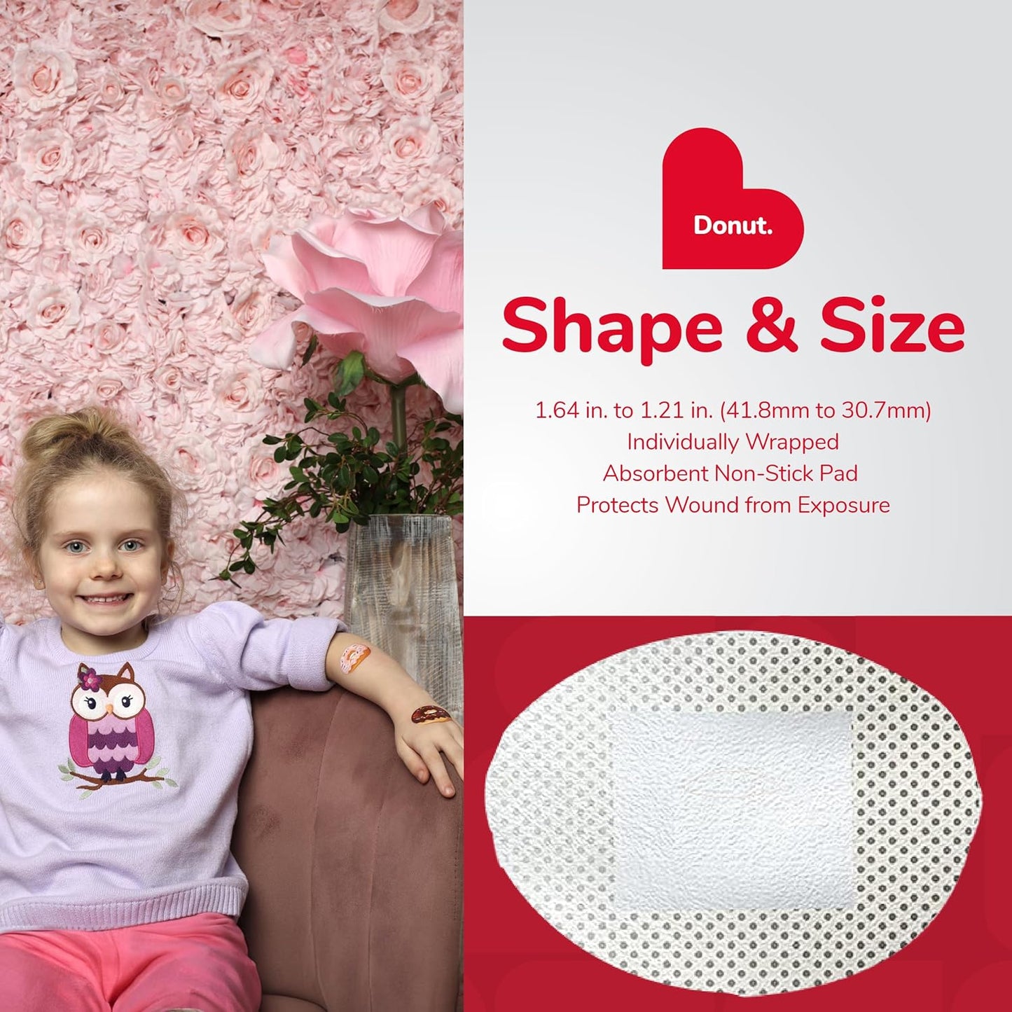 BioSwiss Bandages, Donut Shaped Self Adhesive Bandage, Latex Free Sterile Wound Care, Fun First Aid Kit Supplies for Kids, 50 Count