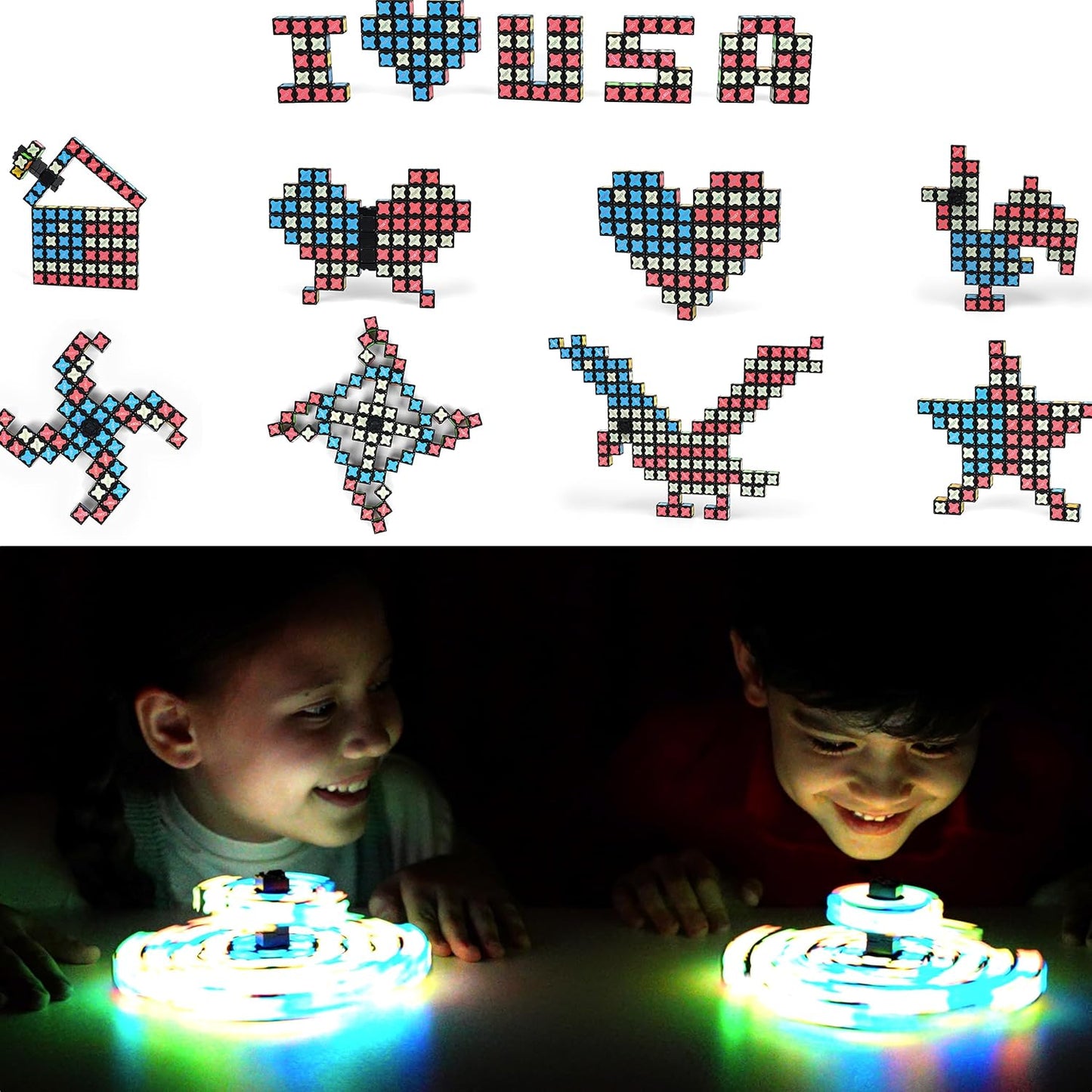 TOSY Magnet Cube 2x2 - 8 Blocks, 2 in 1 Toy: 2x2x2 Puzzle Cube and Customizable Infinity Cube, Glowing, UV Flashlight, Fidget/STEM/STEAM Magnet Tiles Birthday Gift for Kids/Teens/Adults, 2-Pack