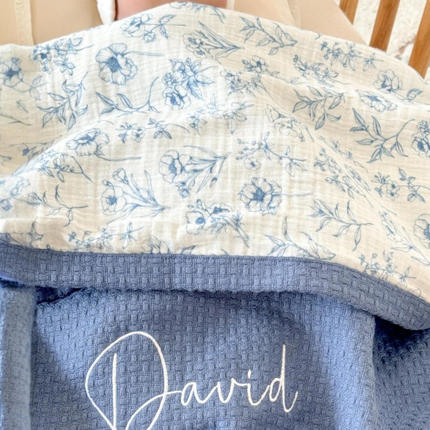 Personalized Baby Blanket with Name – Handmade 100% Organic Cotton Newborn Gift | Custom Knit Blanket for Boys, Girls, Kids & Baby Showers