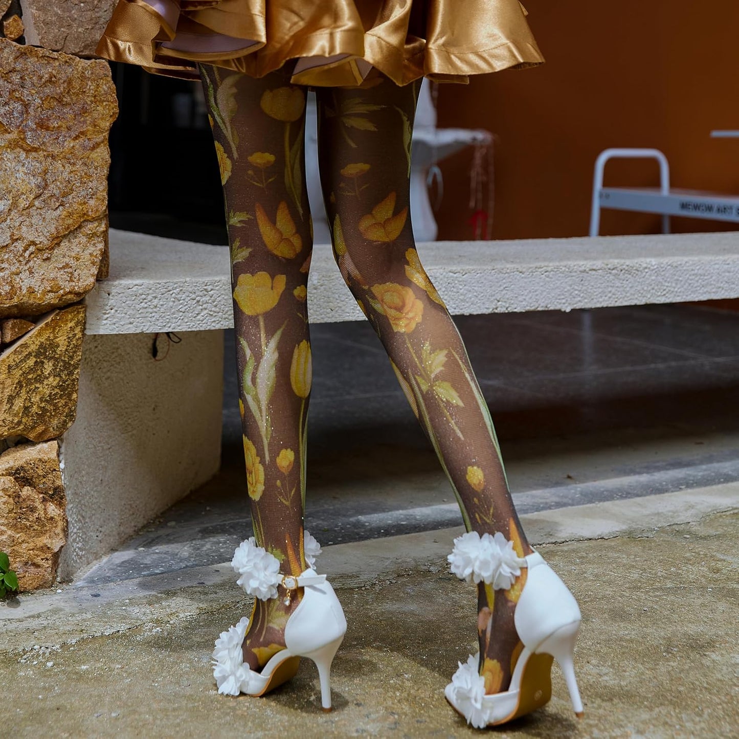 Sahabowi Women's Sheer Fashion Digital Print Fashions Stockings Metallic Silver Tights 1