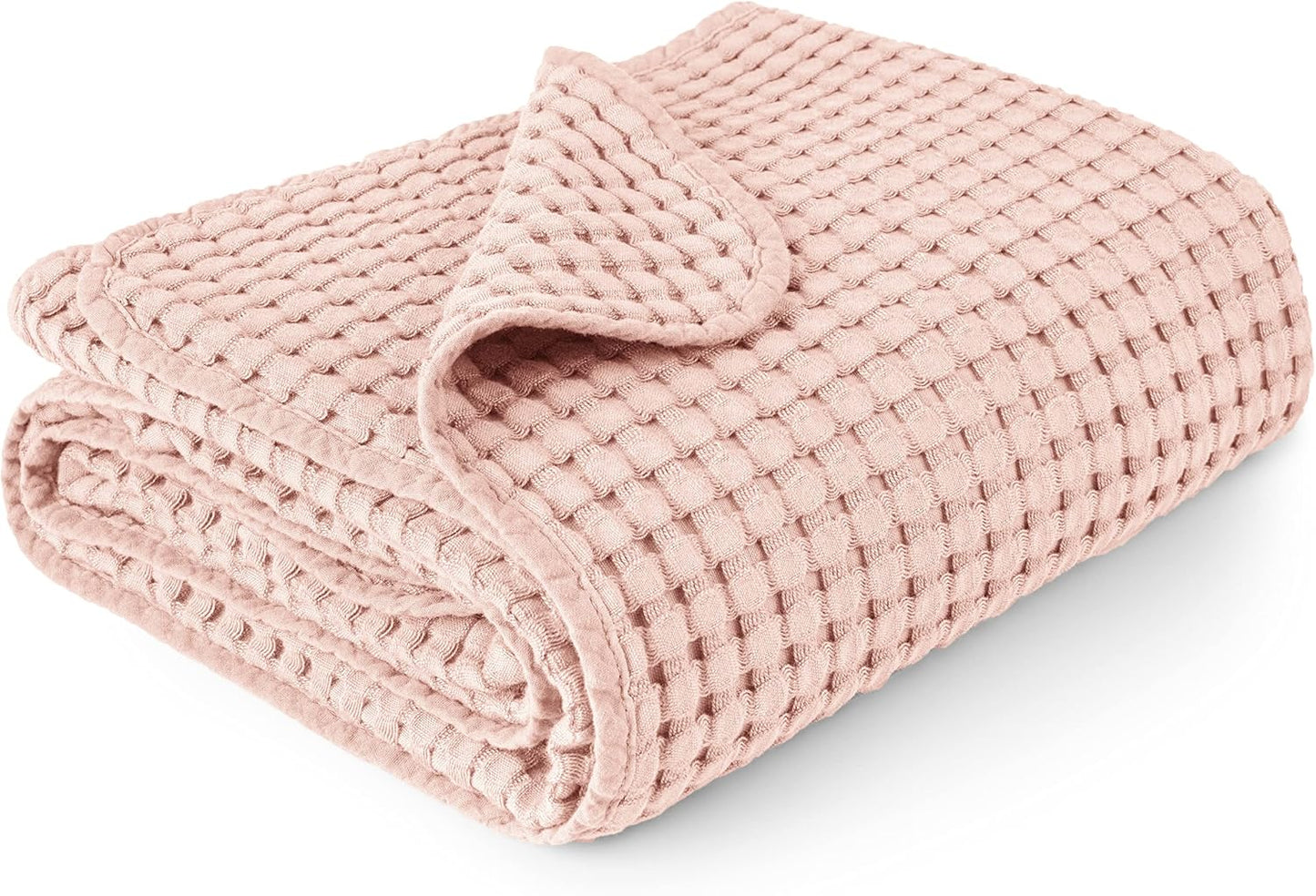 Konssy Waffle Baby Blanket - Soft & Cozy Nursery Swaddle Blanket, Lightweight Toddler Throw for Boys & Girls, Ideal for Wrapping(Pink)