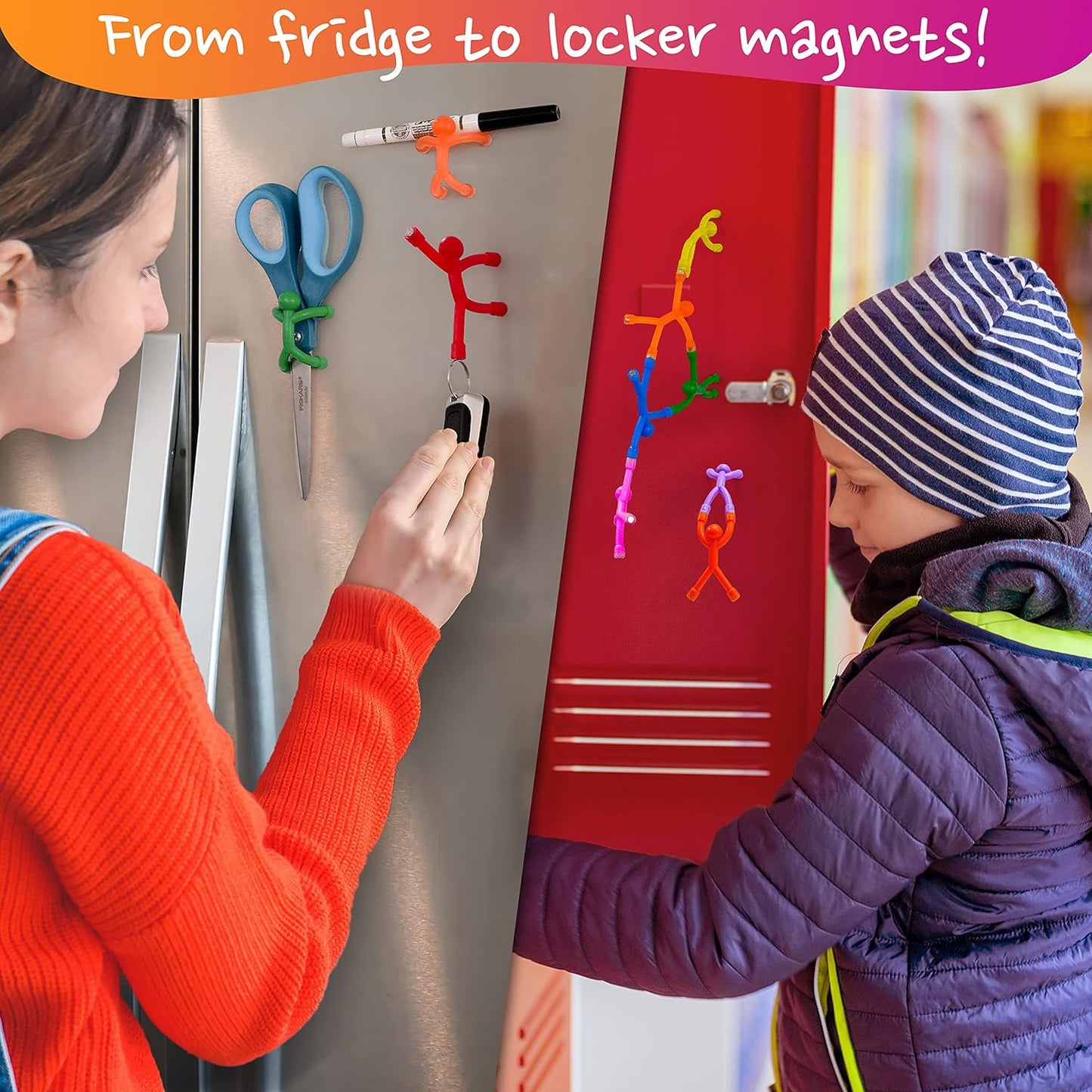 MAGMEN Classic Magnetic Fidget Toy Figures for Kids 3-8 & Toddlers |20 Mix Colors Multipurpose Magnets Set for Travel, Airplane Play, Desk & Stocking Stuffer Gifts.