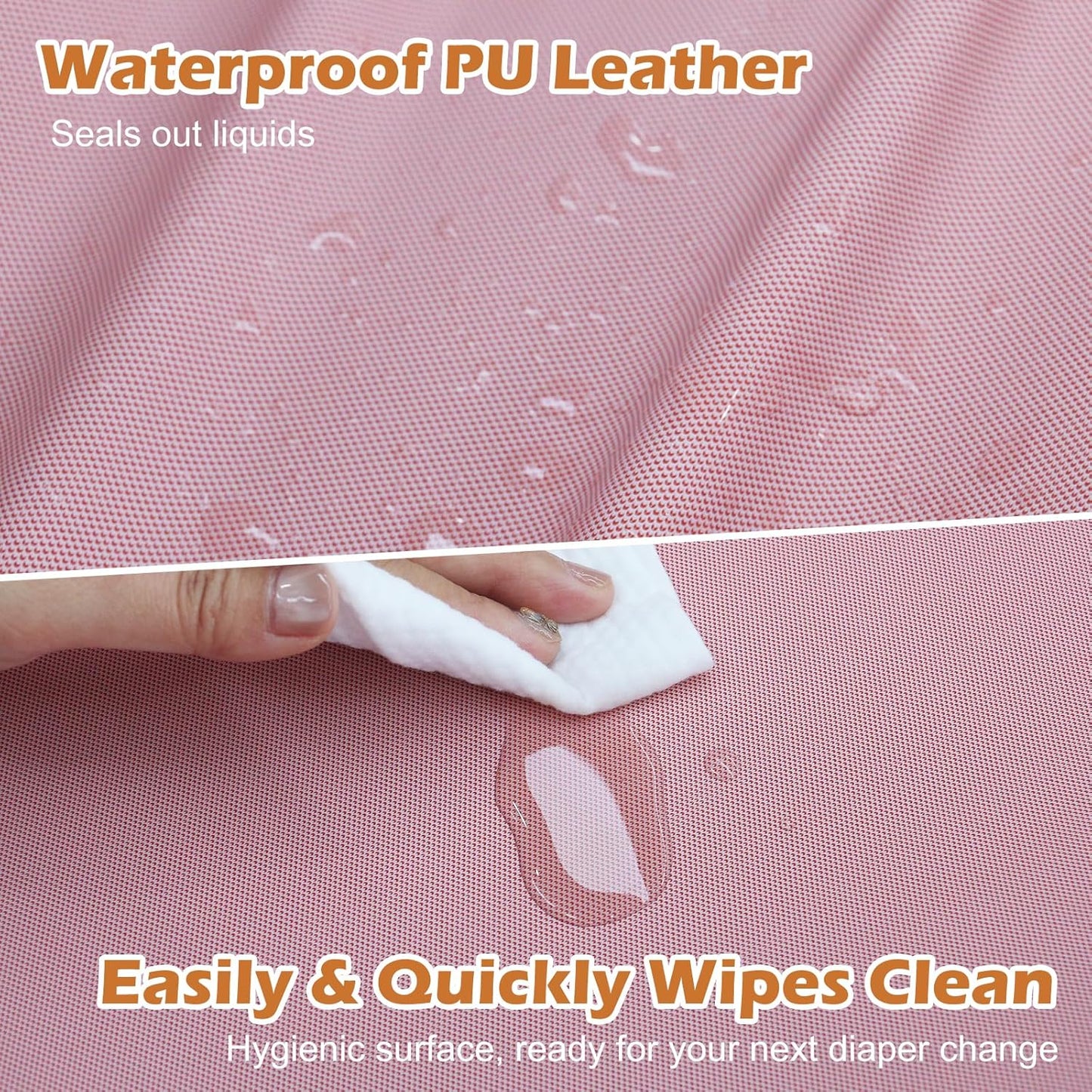 Vegan Leather Baby Changing Pad, Waterproof & Wipeable Soft Diaper Changing Mat 32“ x 16.6" Comfortable Infant Changing Station for Dresser & Table