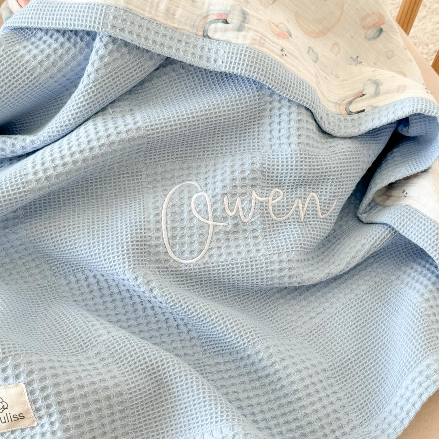 Personalized Baby Blanket with Name – Handmade 100% Organic Cotton Newborn Gift | Custom Knit Blanket for Boys, Girls, Kids & Baby Showers