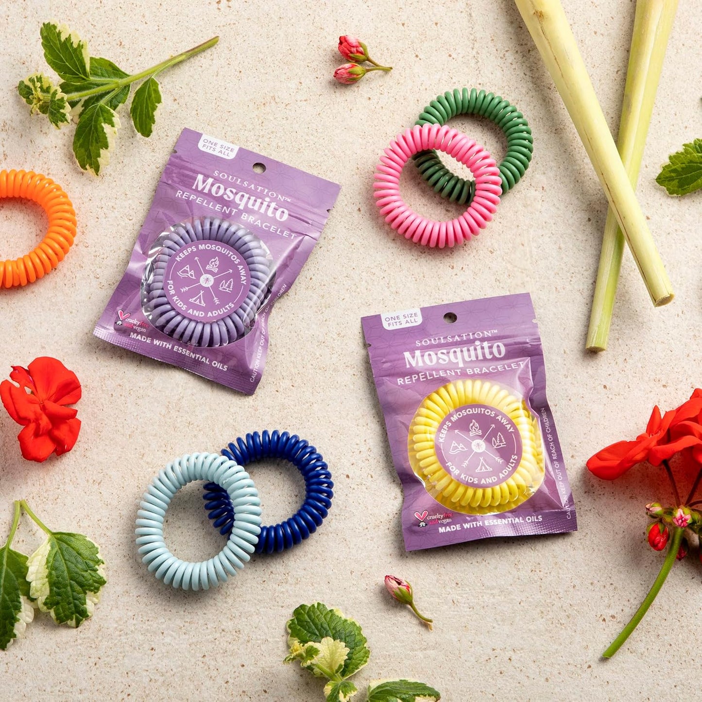 15 Pack Mosquito Repellent Bracelets, DEET-Free for Kids & Adults, Individually Wrapped Bands