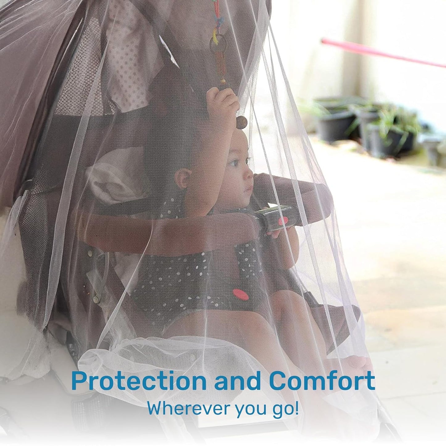 Enovoe Mosquito Net for Baby Stroller and Crib - Durable Mesh Bug Net Cover with Elastic Edge - Fits Strollers, Bassinets, Playards, and Mini Cribs - Travel Essential for Newborns - 63x64-Inch (White)