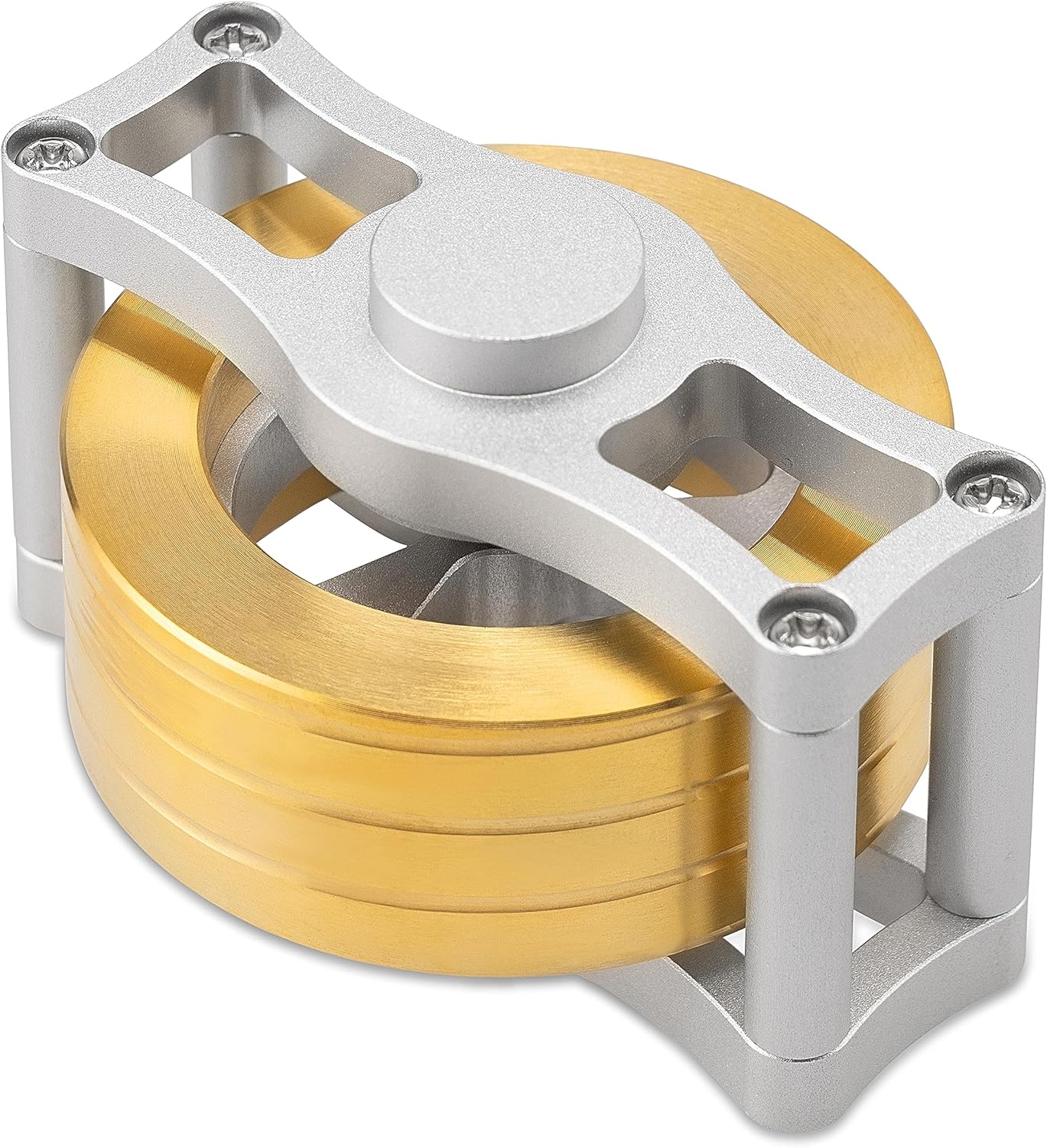 Kinetic Spinning Top Brass, Desk Fidget Toy for Adults, Stress Relief Toy for Office, Gold