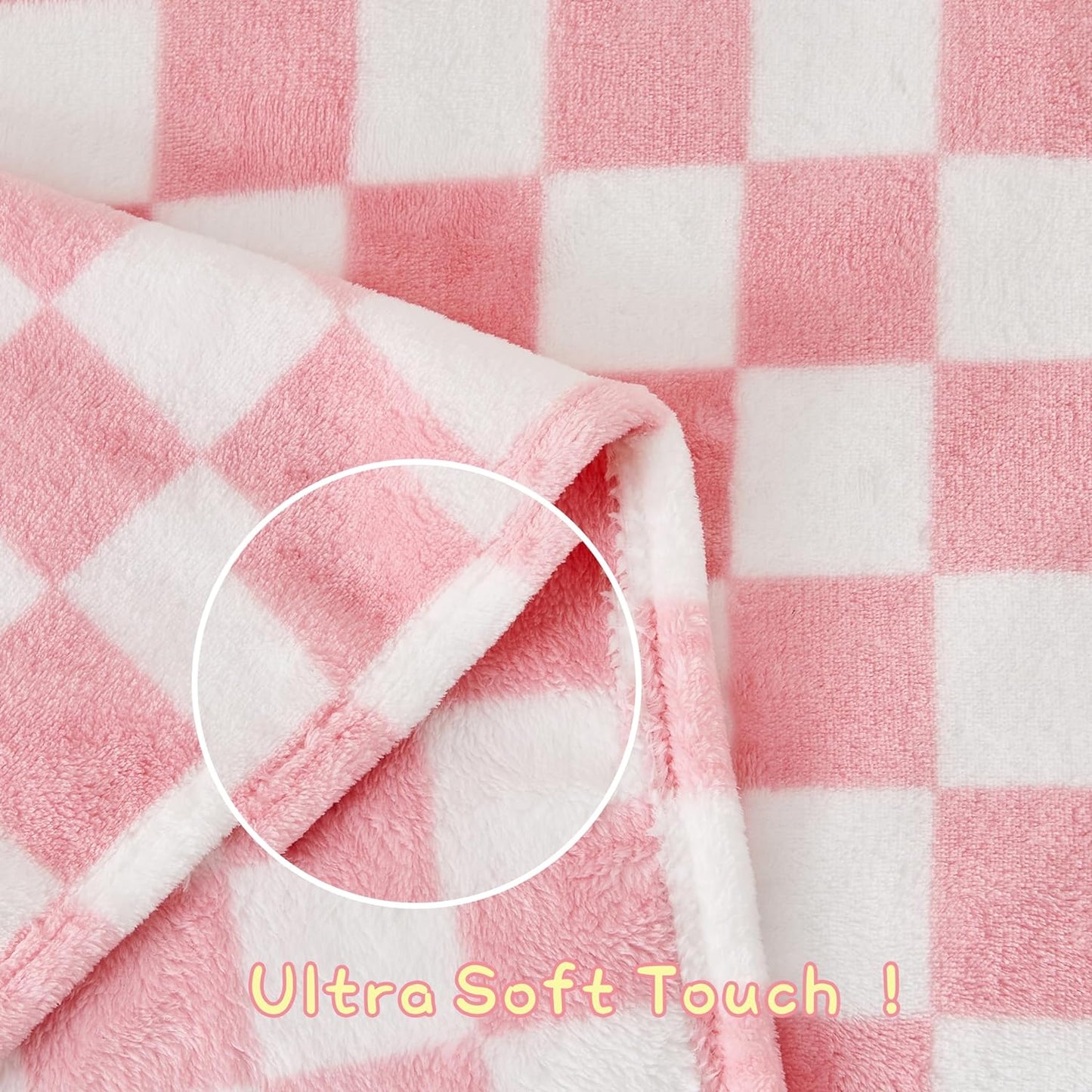 Yurhap Checkered Baby Blanket for Girls Pink Fleece Baby Blankets for Girls Boys, Warmer Comfort Lightweight Bed Blanket for Toddlers Infants or Newborn, 30''x40'', Pink
