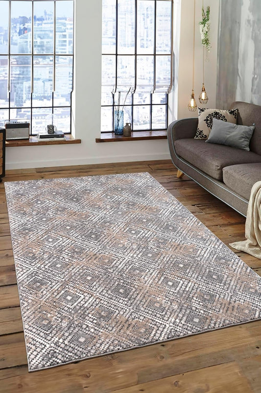 Non-Slip Washable 5x7 Area Rugs for Living Room Bedroom, Ultra Soft Bedside Rug, Indoor Floor Carpet for Kids Girls and Boys, Dorms, Nursery Rooms, Non-Skid Area Rug, Square Multi, 5' x 7'