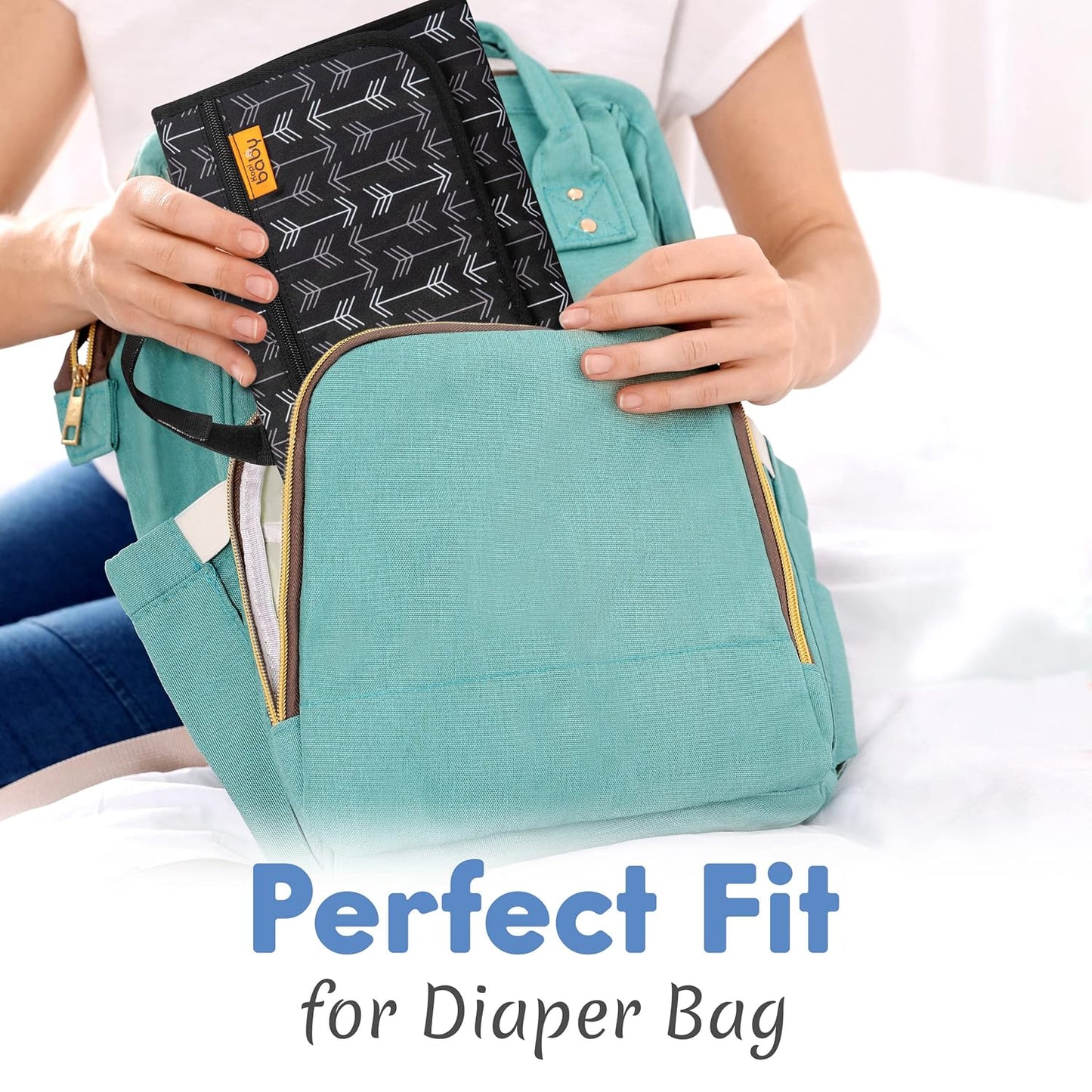 Kopi Baby Portable Diaper Changing Pad - Baby Changing Pad & Diaper Changer Travel Bag, Smart Design Baby Changing Mat, Portable Changing Pad for Baby, Baby Changing Station, Infant Gift - Black Arrow