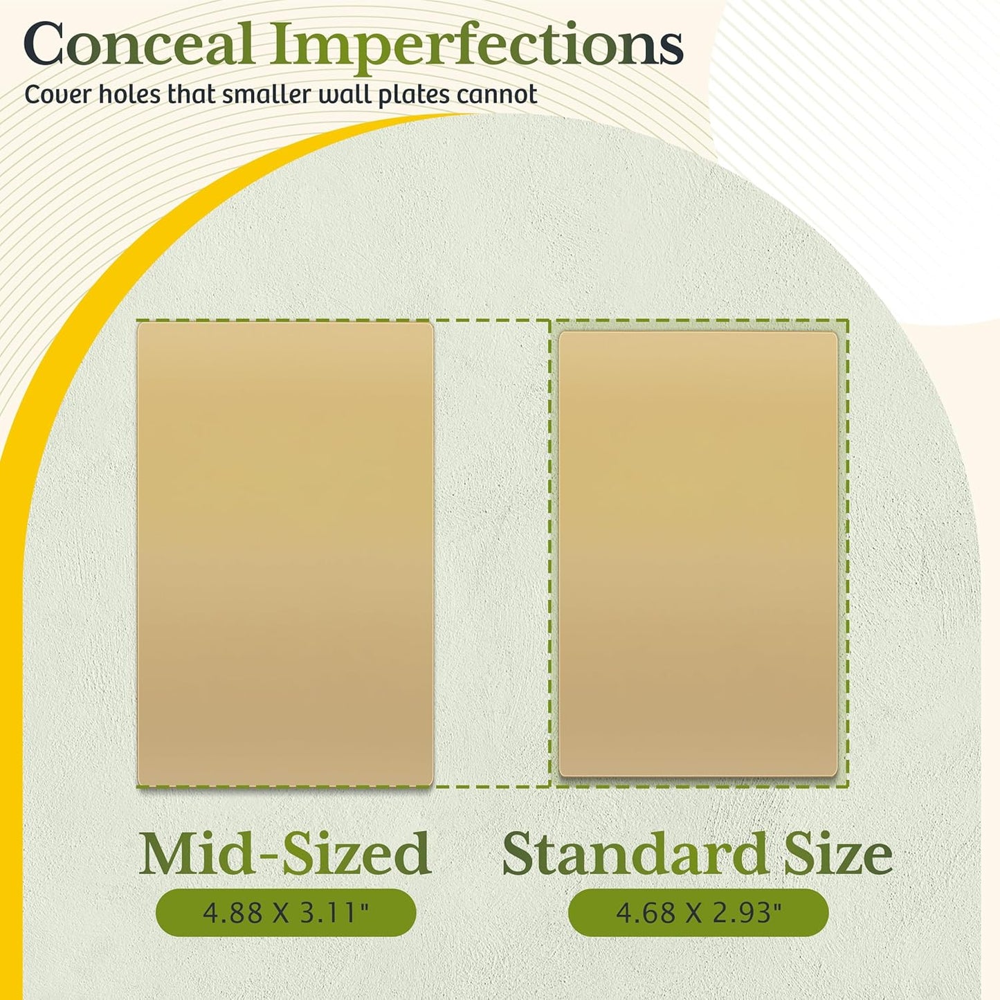 TG Mid-Size Screwless Blank Wall Plate, Child Safe Blank Device Outlet Cover, Medium Size 1-Gang 4.88" H x 3.11" L, Polycarbonate Thermoplastic, UL Listed, SP-MB1-GD5P, Gold (5 Pack)