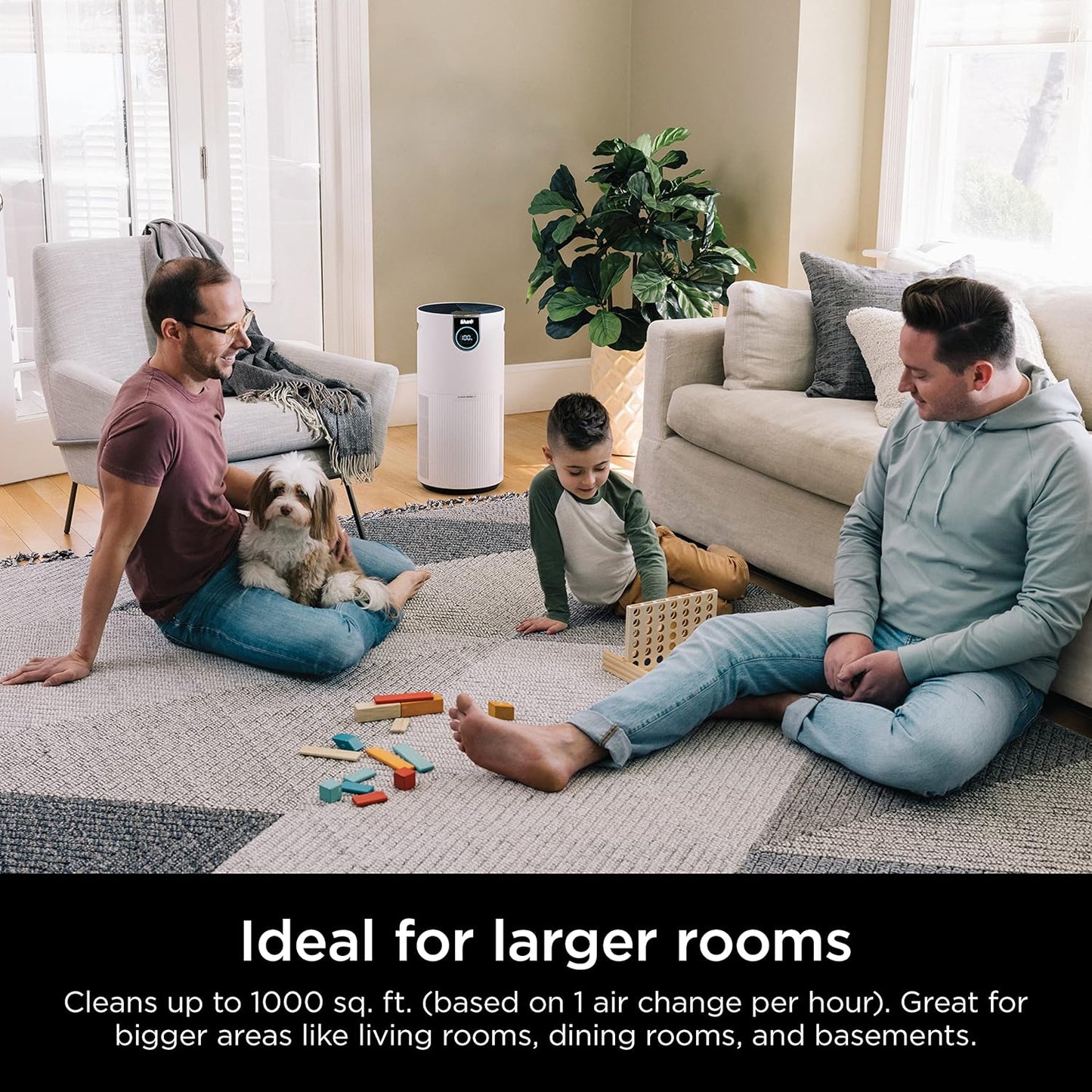 Shark Air Purifier for Home Large Room, Clean Sense Technology, HEPA Air Filter, 1000 Sq Ft, Kitchen, Filters Smoke, Captures 99.98% of Particles, Pet Dander, Pollutants, Dust, Allergens, HP201