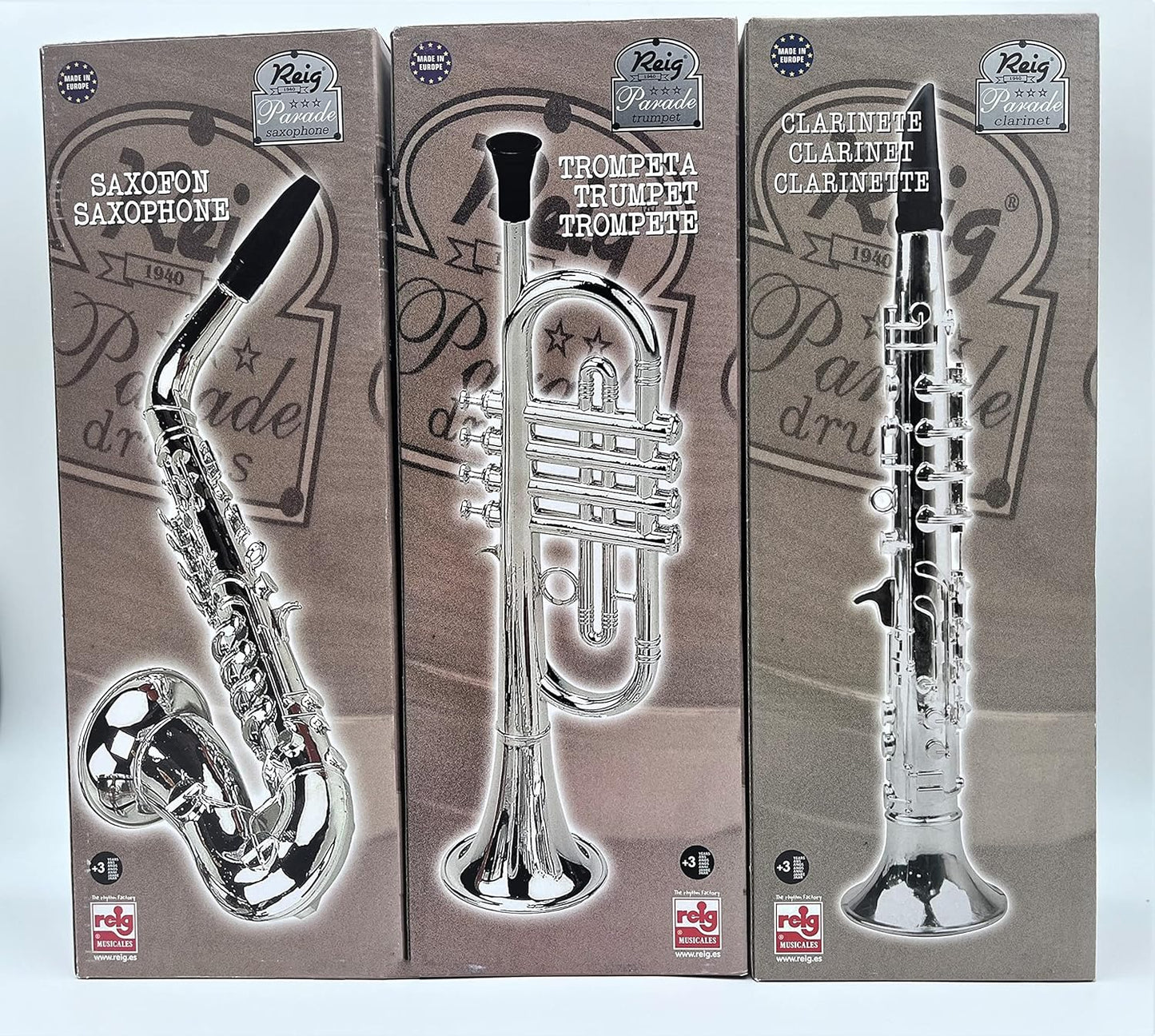 Toy Instruments Set Trumpet, Saxophone and Clarient with Standard Keys in Perfect Pitch are Easy and intuitive to Create Real Music. Instruments Measures 16 inches in Length.